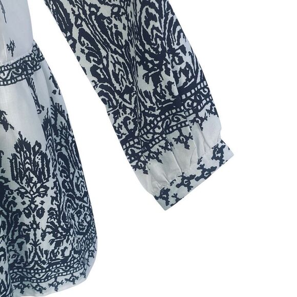 Sunday Up White Black Embroidered Tassel Tie Mini Dress Small - Picture 3 of 7